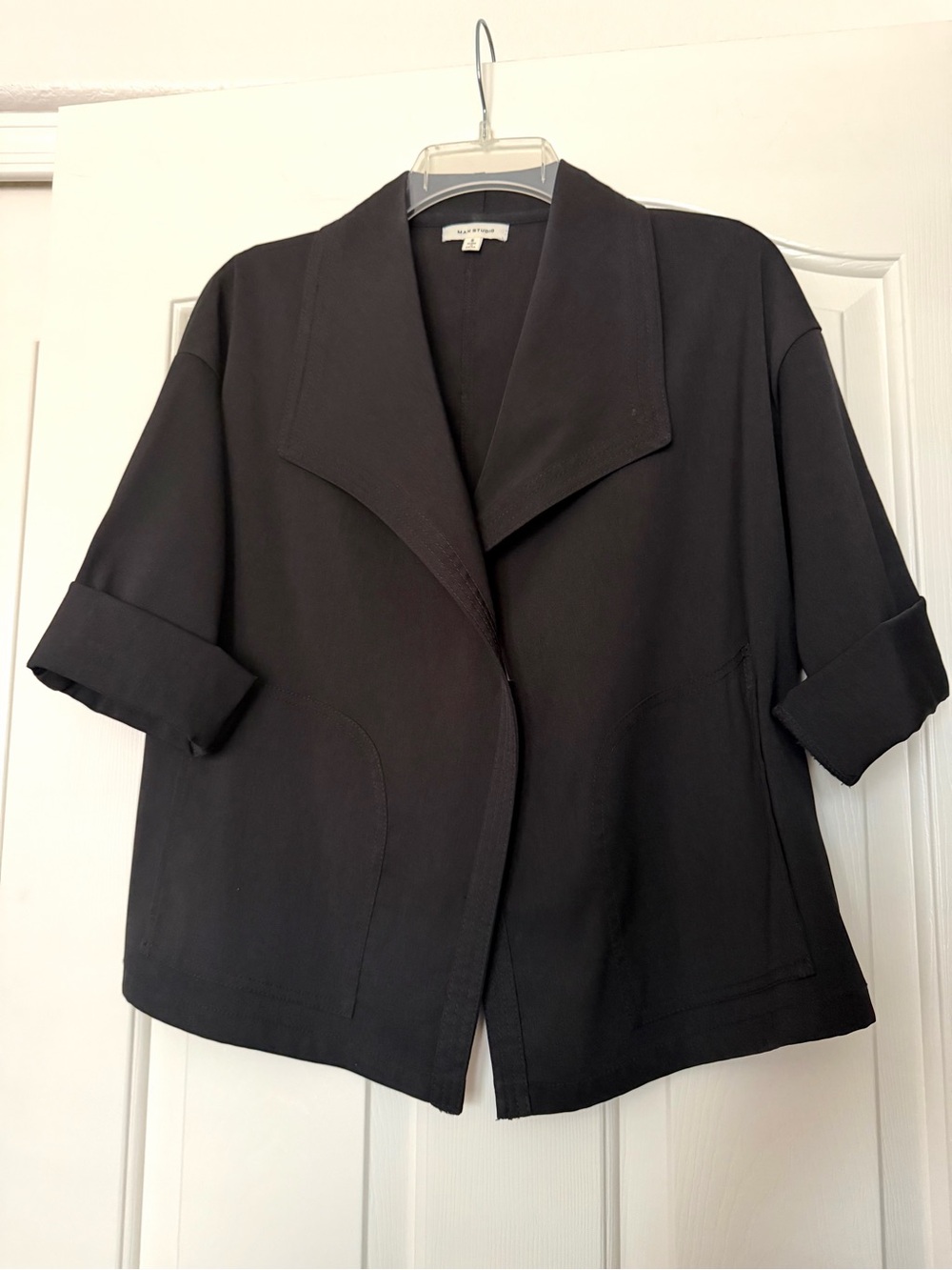 Max Studio Black Soft Drape Open-Front Jacket